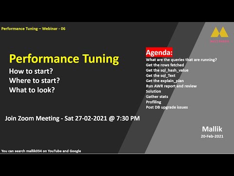 Webinar-06 - Performance Tuning || Profiling in Oracle || Oracle Database Performance Tuning