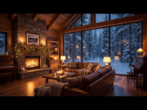 Snowy Evening Ambience ❄️ Gentle Piano for Focus, Reading & Relaxation