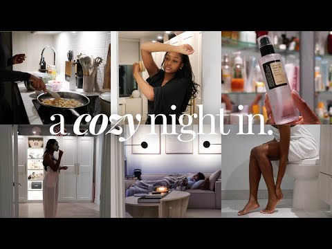 a cozy night in | cooking + shower & skincare routine + self care tips