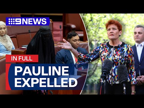 IN FULL: Pauline Hanson addresses Senate expulsion after burqa stunt | 9 News Australia