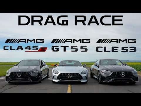 AMG GT55 vs AMG CLE53 vs AMG CLA45s + Porsche Carrera GT and AMG McLaren SLR