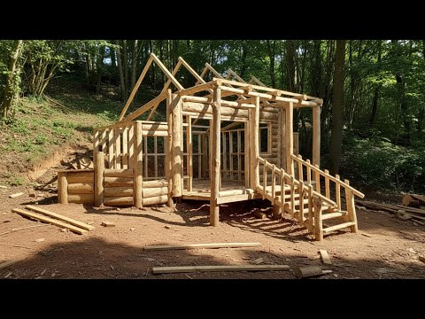 Building a Log Cabin | From Start to Finish (All Construction Stages)