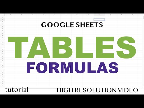 Google Sheets Tables & Formulas