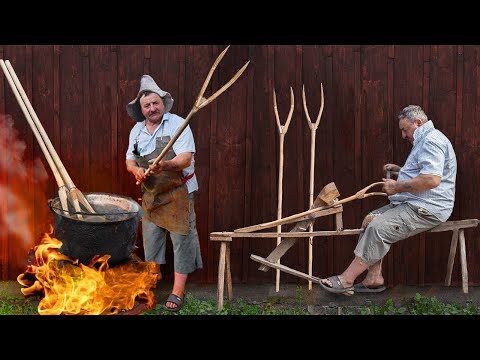 Talented Craftsman Made Wooden Hay Fork With Amazing Skills