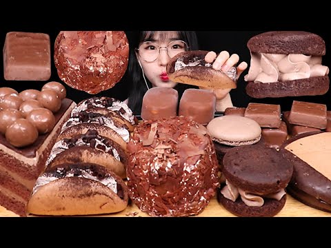 ASMR MUKBANG | 더티 초코 오믈렛, 초코 가나슈 케이크, 다크 케이크, 아이스크림 브라우니마카롱 먹방 CHOCOLATE CAKE ICE CREAM EATING