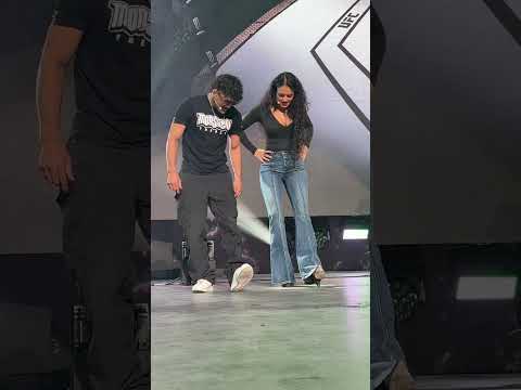 Raul Rosas Jr. teaches Nina Drama his Chiwiwis Cumbia dance #ufc #shorts #mma