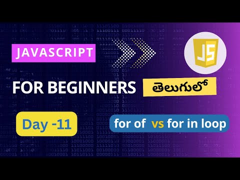 For of loop in JavaScript | For in loop in JavaScript Telugu |Loops in JavaScript  |JavaScript loops