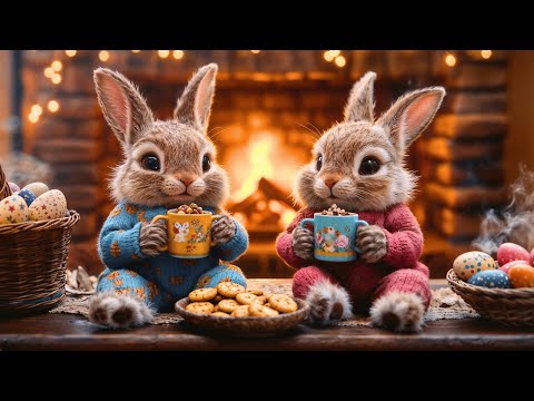 Happy Easter Jazz π° Cozy CafΓ© Ambience, Fireplace Warmth, Relaxing Spring Jazz Music, Easter Bunnies