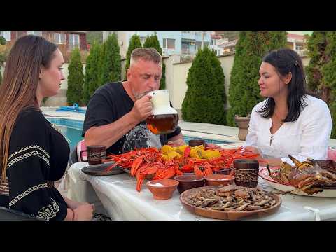 We moved to Bulgaria and immediately got the CRAYFISH! Seafood dinner with the family