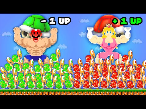 Mario Growing Up but  Every 1-Up Makes Mario Growing Up Muscle? | ADN MARIO GAME