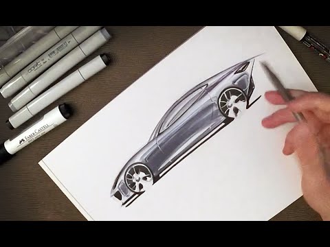 Industrial Design - How to Sketch Car Reflections with Copic Markers