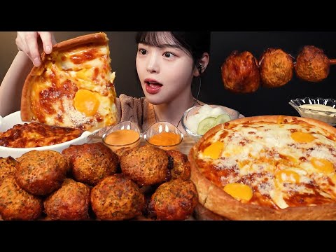 SUB)Crispy Pepper Chicken Mukbang With Chicago Pizza and Spicy Chicken Fried Rice