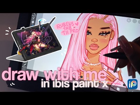 ᥫ᭡.🎀comfy draw with me in ibis paint x | cute drawing tablet unboxing | frunsi rubenstab t11 pro₊˚☁️