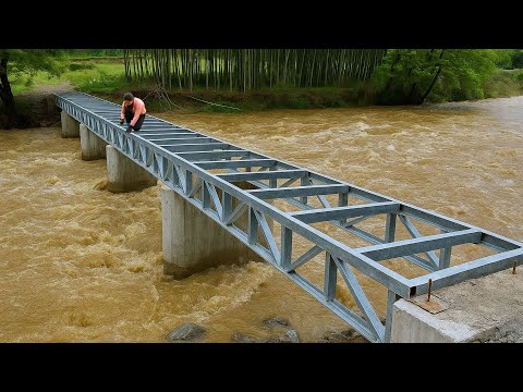 TIMELAPSE : 100 Days Building a Solid Flood Resistant Iron Bridge Creating the Path to the Farm