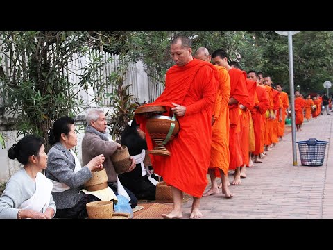 The Alms Giving Ceremony in Luang Prabang, Laos.