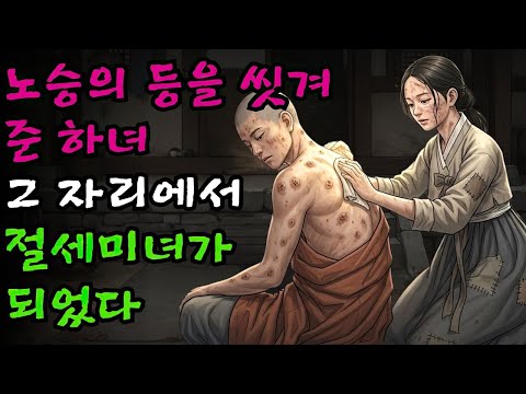 문둥병 걸린 노승의 등을 정성껏 씻겨준 박색의 하녀, 그 자리에서 허물을 벗고 절세미녀로 변한 기적/옛날이야기, 전래동화, 야담