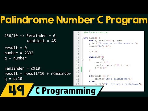 Special Programs in C − Check If The Number Is Palindrome Number