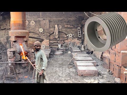 Wondrous Manufacturing of 8 Grooves v-Belt Pulley | How to Make by Casting in Broad Factory