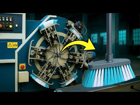 🧹 ¿Cómo se HACEN las ESCOBAS PLÁSTICAS 🏭 Proceso Industrial EXPLICADO ¡Paso a Paso!