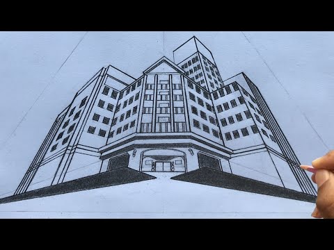 How to Draw using Three Point Perspective: Draw a Building Step by Steps