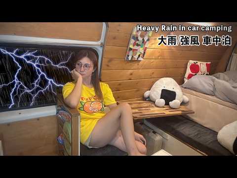 Heavy rain continued to fall all day. I spent the day listening to the rain in the car.