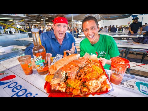 Giant 11 Pound SEAFOOD MOUNTAIN!! 🦀 Shrimp Tray + King Crab in Los Angeles w/ Sonny!!