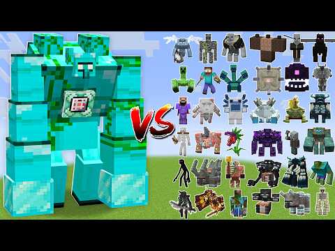 ALPHA MUTANT DIAMOND GOLEM vs All Minecraft Bosses - Minecraft Mob Battle