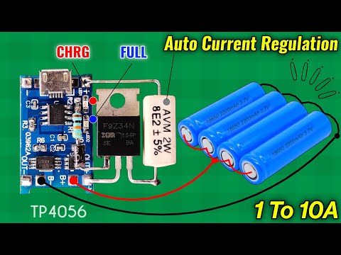 TP4056 Module modification using one Mosfet, 1A to 10A boost