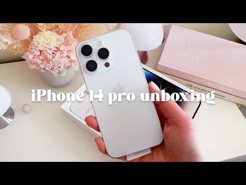 iPhone 14 Pro UNBOXING Silver | setup + camera tips! asmr,  aesthetic