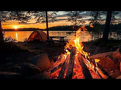 Forest Campfire at Sunset 🔥 Soothing Sounds for Deep Sleep
