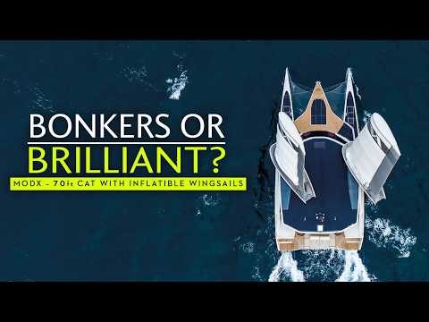 Meet the MODX, an electric 70ft cat with fully automated inflatable wingsails!
