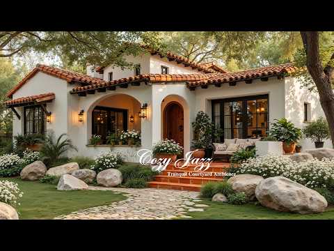 Cozy Jazz for Deep Focus & Relax | Tranquil Courtyard Ambience with Nature Therapy to Calm Mind