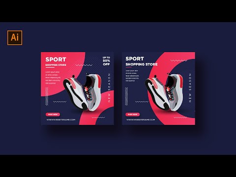 Modern Social Media Banner | Sport Shopping Store | Illustrator Tutorial
