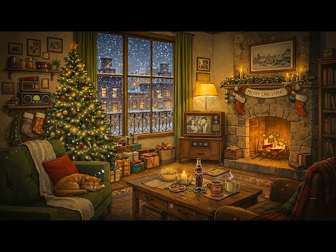 1930s Nostalgic Winter Oldies Playing in Another Room - Cozy Living Room Scene