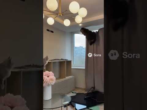 Crazy Cat Destroys TV 🤣 #funny #soralife #comedy