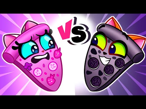 🖤 Black vs Pink 💗 Pizza Yummy Kids Cartoons by Purr-Purr Tails 🐾