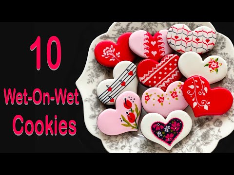10 Wet-On-Wet Heart Cookies❤ Valentine's Day Cookies