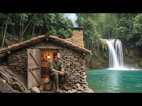 50 Days Solo Bushcraft, Survival & Building a Cozy Stone House in the Rainforest
