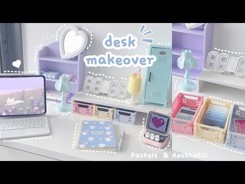 ☁️♡ pastels desk make over, aesthetic Pinterest inspired + unboxing stationeries