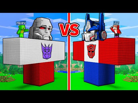 JJ and Mikey: TRANSFORMERS GOLEM BATTLE in Minecraft - Maizen