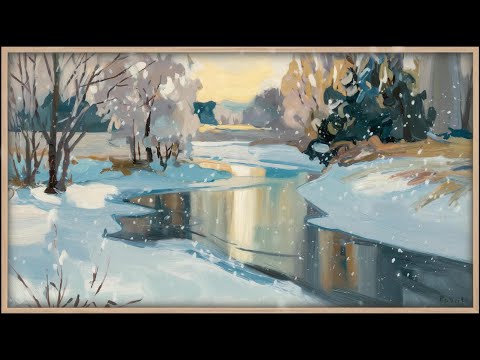 Winter Art in 4K: Calm Snowfall with Serene Winter Sounds | TV Art Frame