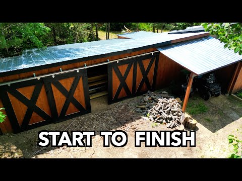 Building a SAWMILL SHED w/BARN DOORS - Start to Finish