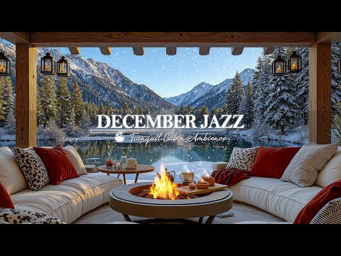 December Jazz In Lake side | Tranquil Jazz In Calm Cabin With Beautiful Winter View For Relaxing