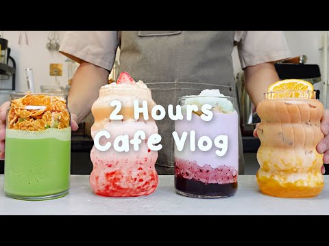 🎀지치고 힘들 땐 음료 ASMR로 힐링해요/주중의 여유로움/2시간 모음🌸2 Hours Vlog/Cafe Vlog/ASMR/Tasty Coffee