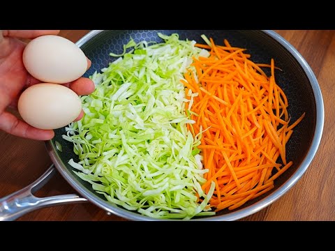 Cabbage, Carrots with eggs is better than pizza! Easy and so delicious breakfas! cabbage recipes