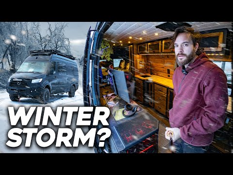 Cozy Vanlife Camping during South East WINTER STORM
