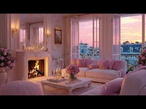 Warm Hearth & Gentle Piano | Tranquil Winter Night Ambience with Snowfall
