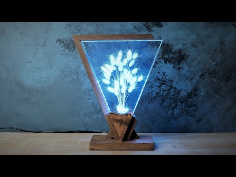 Decorative Epoxy Lamp With Bunny Tail Grass | Epoxy Resin Art