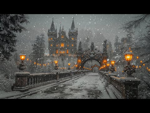 Victorian Winter Castle Ambience | Quiet Snowfall & Soft Lantern Glow | Dark Academia Playlist