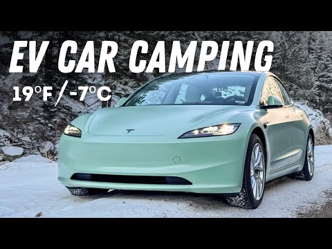 Sleeping In My Tesla Below Freezing! Overnight Energy Consumption, Comfort, Camp Mode, &amp; More